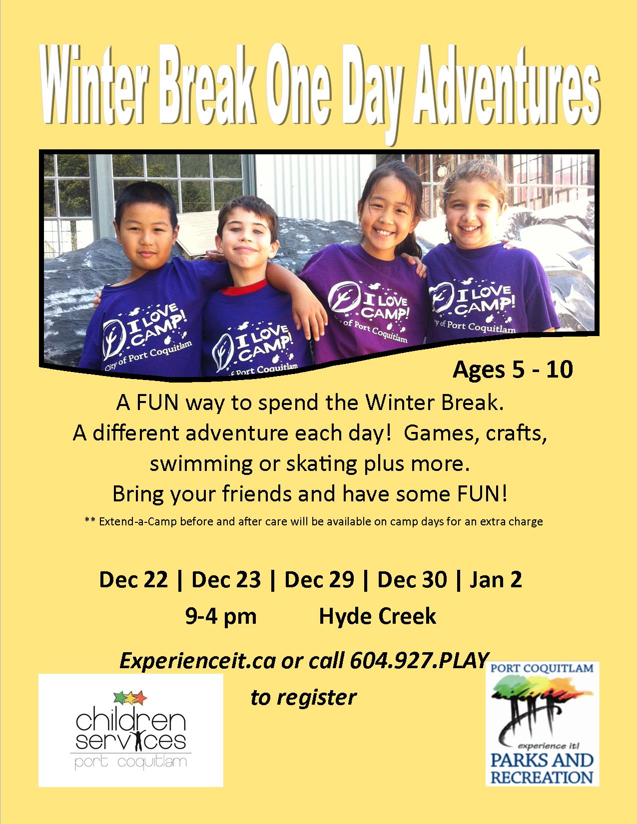 Winter Break One Day Adventures 2014 Flyer